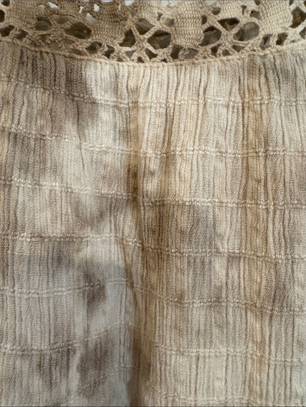 aerie Cream and Brown Tie-Dye Crochet-Trim Tank - Picture 2 of 12